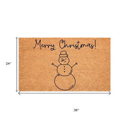 17" X 29" Brown And Black Christmas Snowman Merry Christmas Outdoor Coir Door Mat HomeRoots