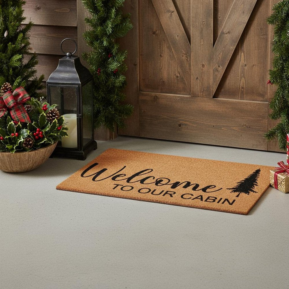 17" X 29" Brown And Black Christmas Outdoor Coir Door Mat HomeRoots