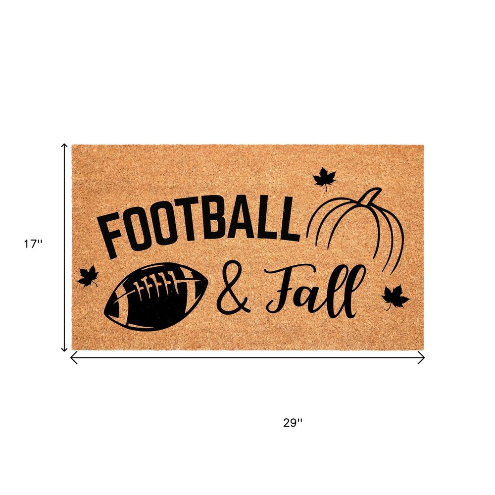 17" X 29" Natural And Black Football Fall Outdoor Coir Door Mat — view 17