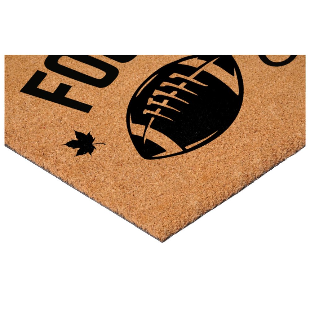 17" X 29" Natural And Black Football Fall Outdoor Coir Door Mat