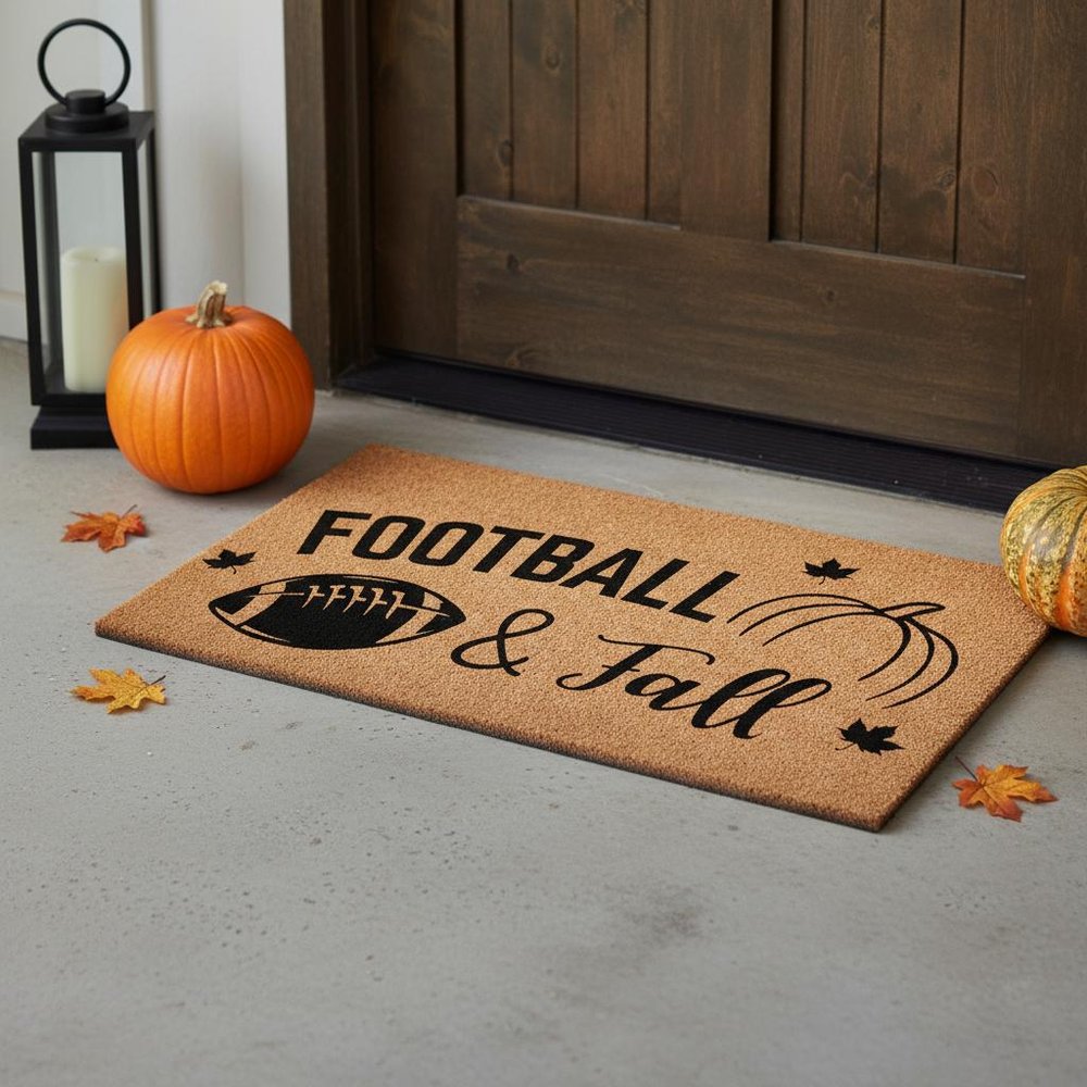 17" X 29" Natural And Black Football Fall Outdoor Coir Door Mat — view 10