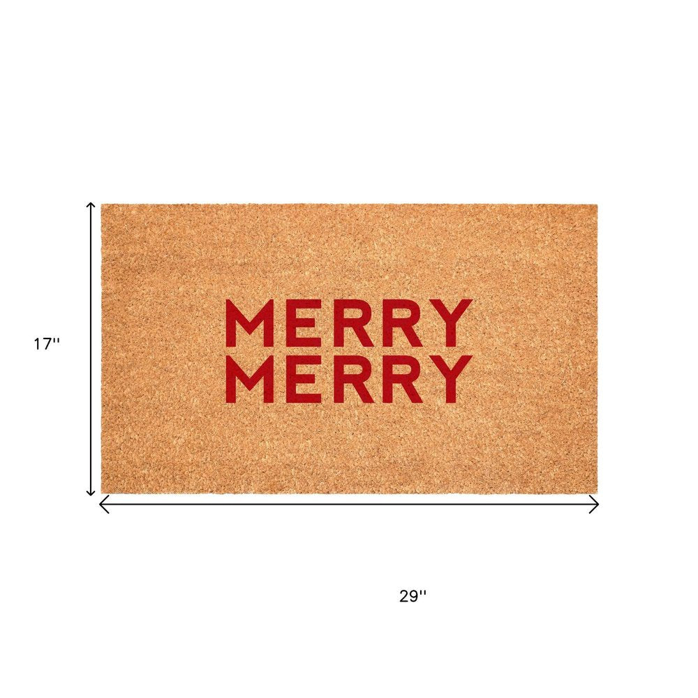 17" X 29" Brown And Red Christmas Outdoor Coir Door Mat — view 5