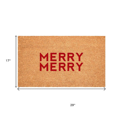 17" X 29" Brown And Red Christmas Outdoor Coir Door Mat HomeRoots