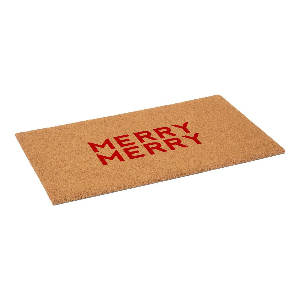 17" X 29" Brown And Red Christmas Outdoor Coir Door Mat — view 4