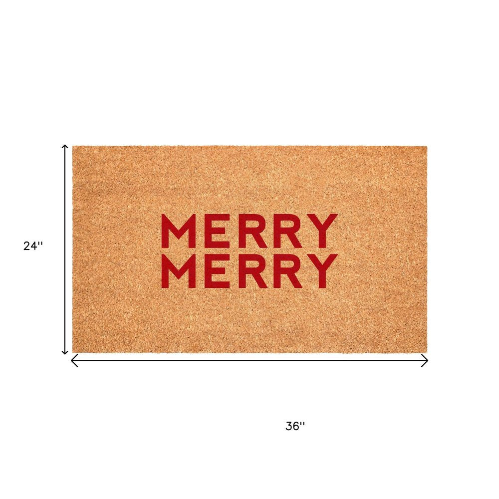 17" X 29" Brown And Red Christmas Outdoor Coir Door Mat HomeRoots