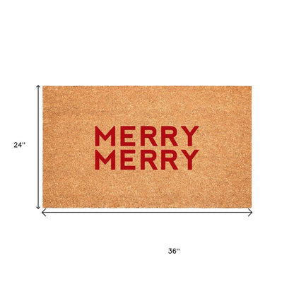 17" X 29" Brown And Red Christmas Outdoor Coir Door Mat HomeRoots