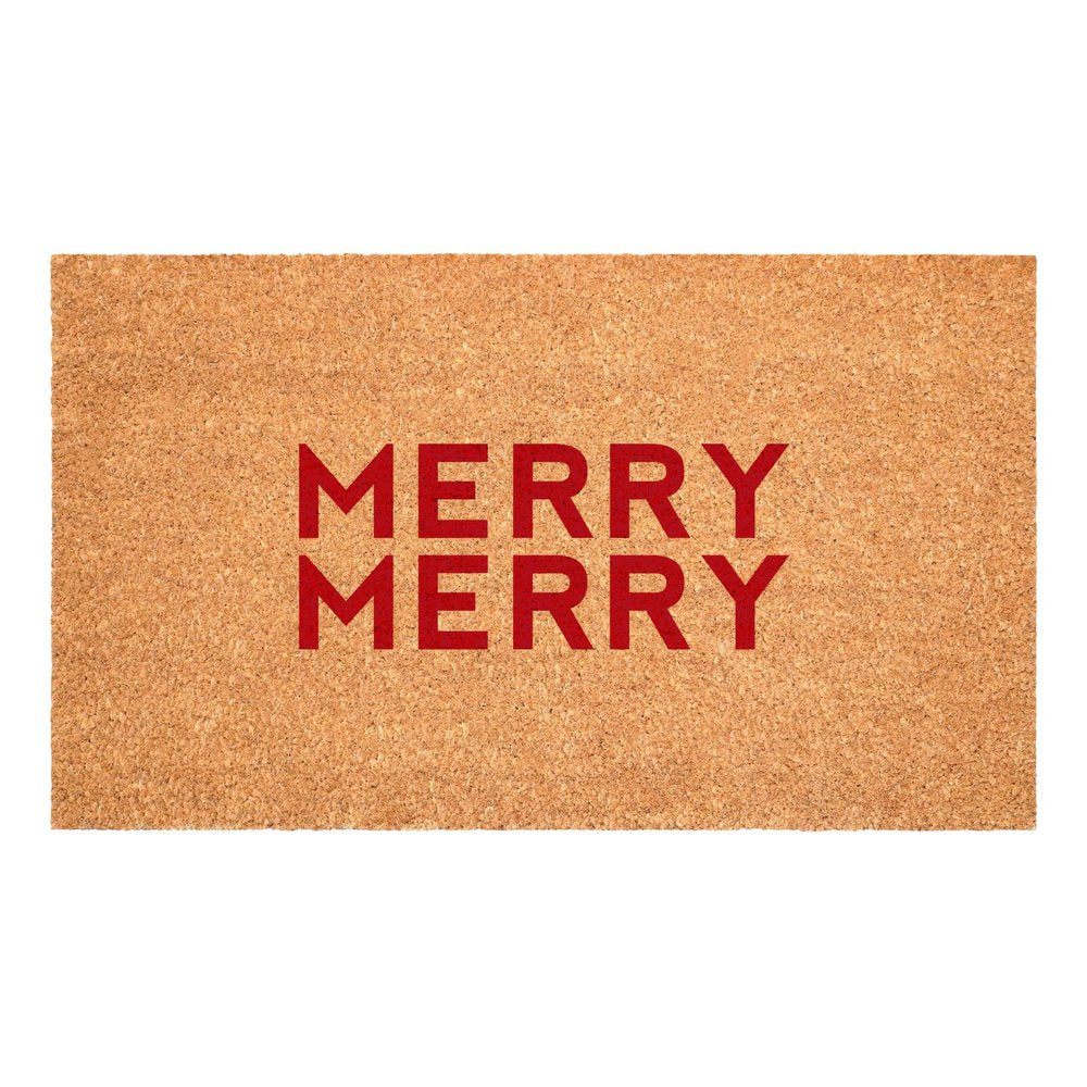 17" X 29" Brown And Red Christmas Outdoor Coir Door Mat HomeRoots