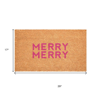 17" X 29" Brown And Pink Christmas Outdoor Coir Door Mat HomeRoots