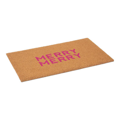 17" X 29" Brown And Pink Christmas Outdoor Coir Door Mat HomeRoots