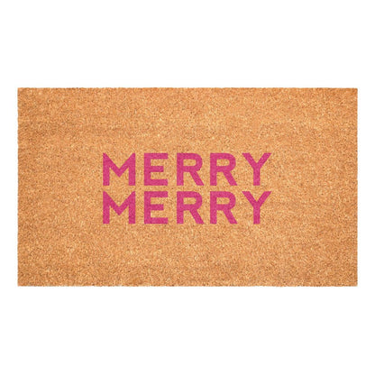17" X 29" Brown And Pink Christmas Outdoor Coir Door Mat HomeRoots