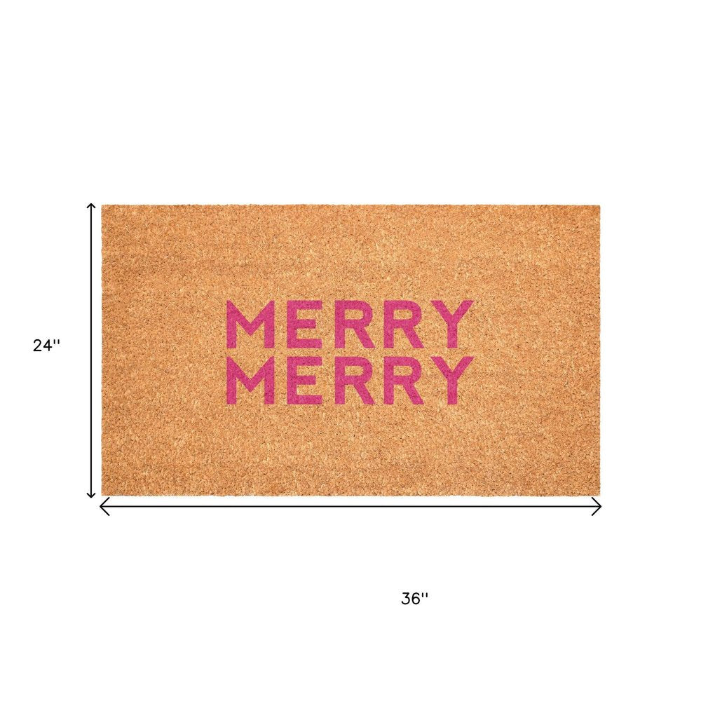 17" X 29" Brown And Pink Christmas Outdoor Coir Door Mat — view 9