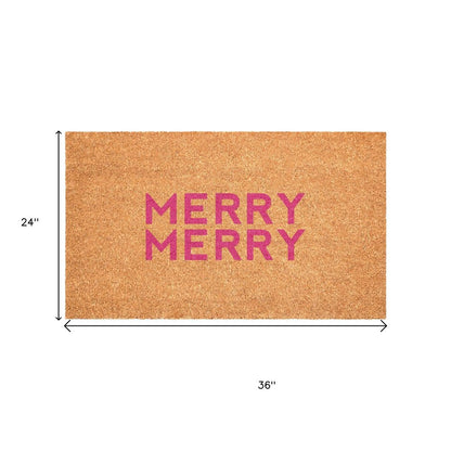 17" X 29" Brown And Pink Christmas Outdoor Coir Door Mat HomeRoots
