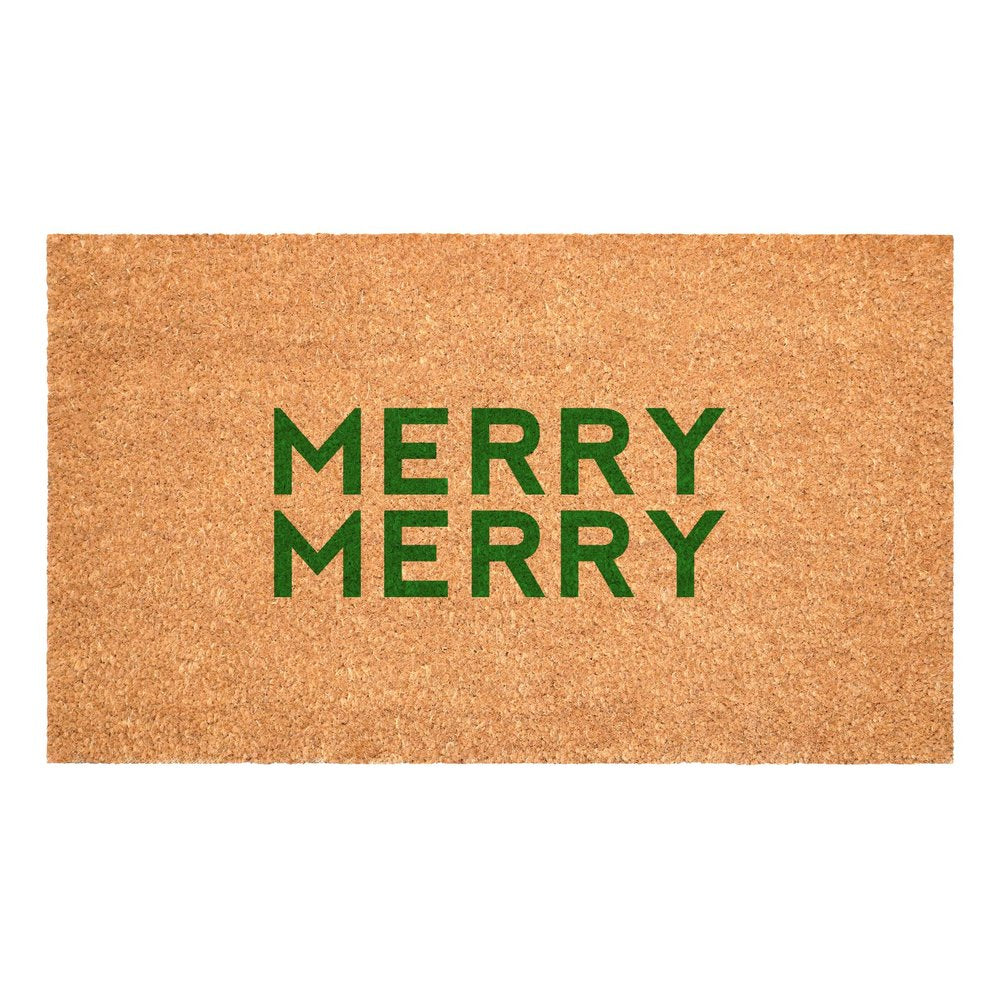 17" X 29" Brown And Green Christmas Outdoor Coir Door Mat — view 2