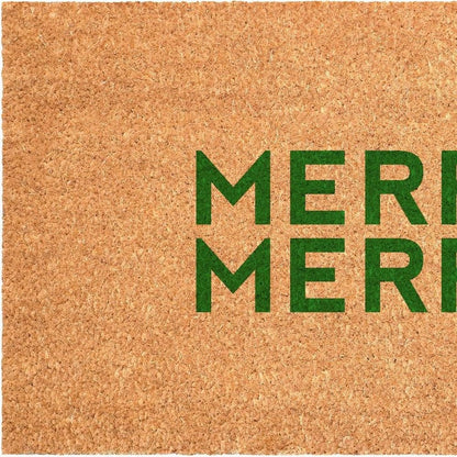 17" X 29" Brown And Green Christmas Outdoor Coir Door Mat HomeRoots
