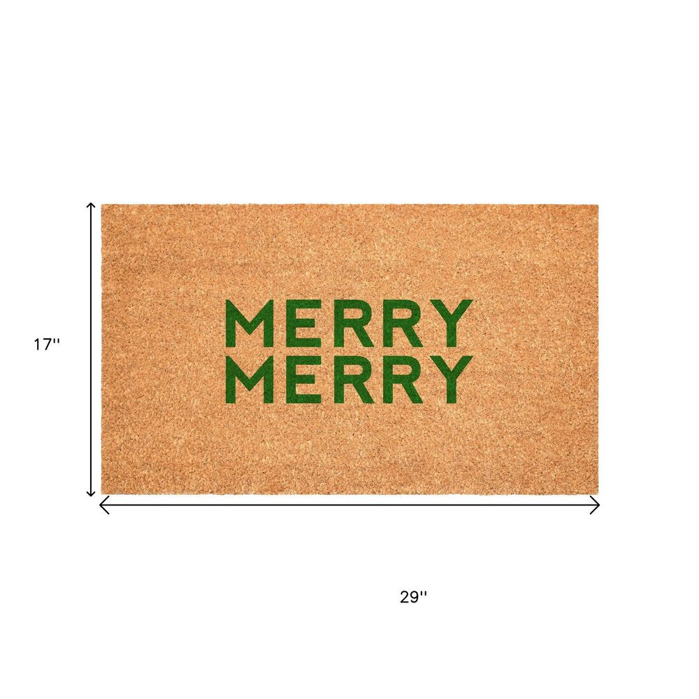 17" X 29" Brown And Green Christmas Outdoor Coir Door Mat — view 6
