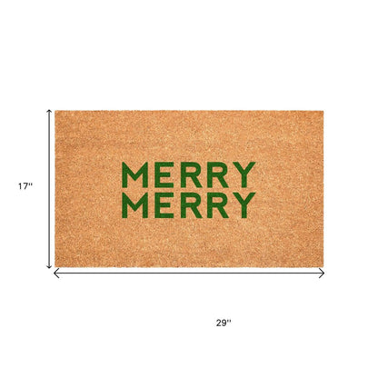 17" X 29" Brown And Green Christmas Outdoor Coir Door Mat HomeRoots