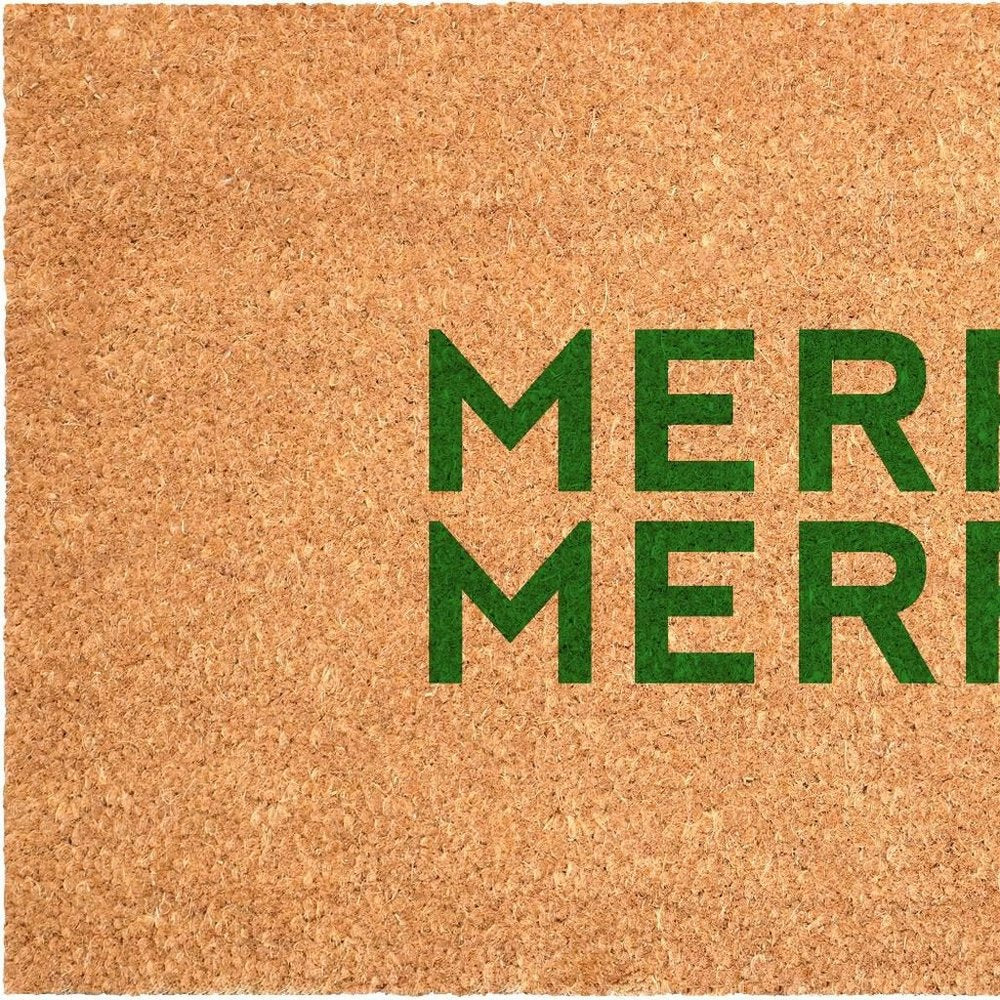17" X 29" Brown And Green Christmas Outdoor Coir Door Mat HomeRoots