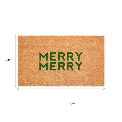 17" X 29" Brown And Green Christmas Outdoor Coir Door Mat HomeRoots