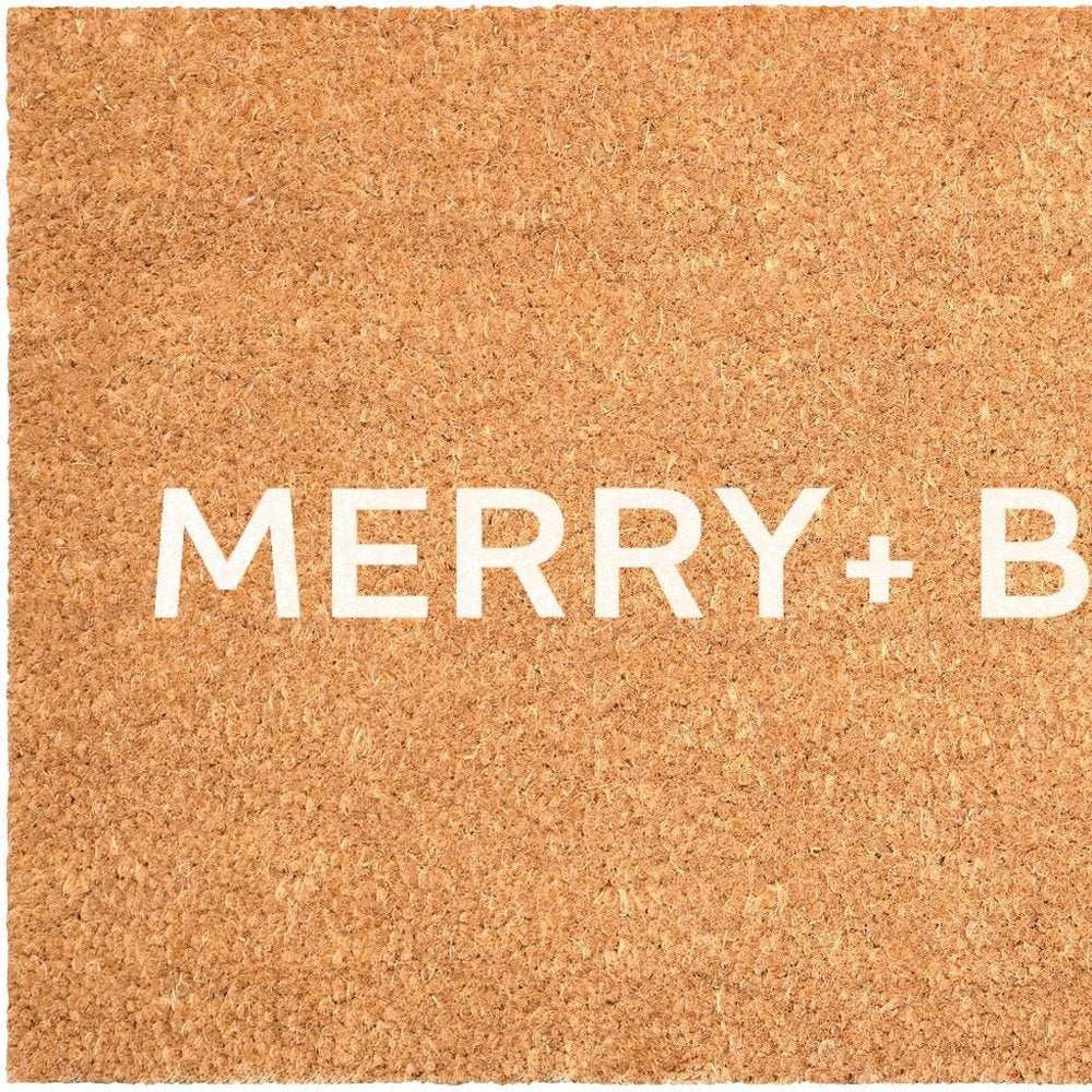 17" X 29" Brown And White Christmas Merry and Bright Outdoor Coir Door Mat — view 8
