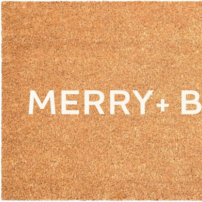 17" X 29" Brown And White Christmas Merry and Bright Outdoor Coir Door Mat HomeRoots