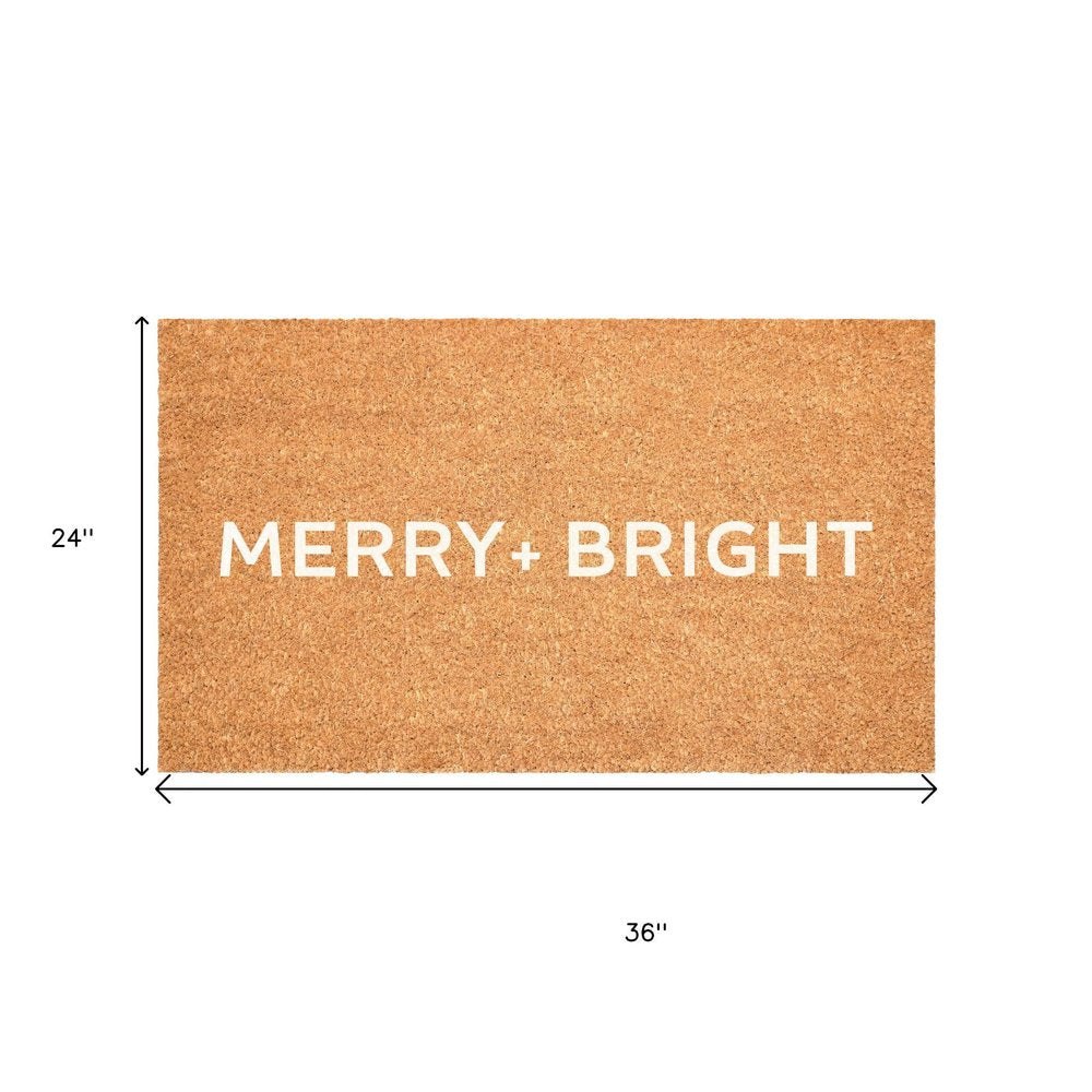 17" X 29" Brown And White Christmas Merry and Bright Outdoor Coir Door Mat — view 9