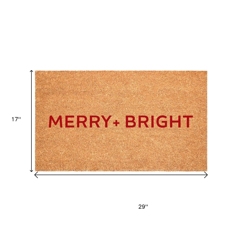 17" X 29" Brown And Red Christmas Merry and Bright Outdoor Coir Door Mat — view 4