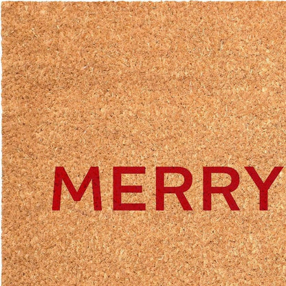 17" X 29" Brown And Red Christmas Merry and Bright Outdoor Coir Door Mat HomeRoots
