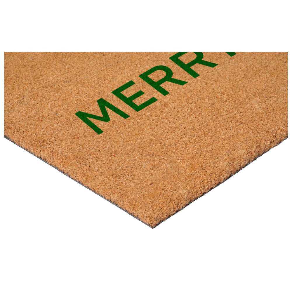 17" X 29" Brown And Green Christmas Merry and Bright Outdoor Coir Door Mat — view 8