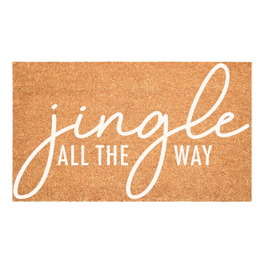 17" X 29" Brown And White Christmas Outdoor Coir Door Mat HomeRoots