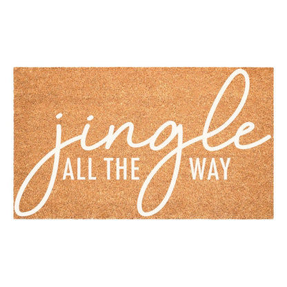 17" X 29" Brown And White Christmas Outdoor Coir Door Mat HomeRoots