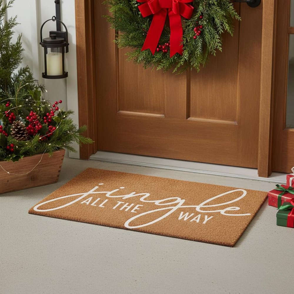 17" X 29" Brown And White Christmas Outdoor Coir Door Mat — view 6