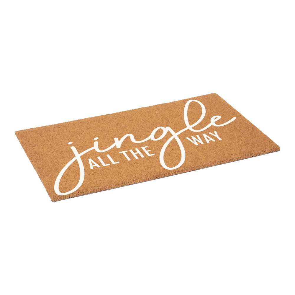 17" X 29" Brown And White Christmas Outdoor Coir Door Mat HomeRoots