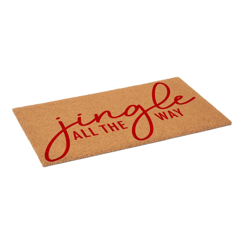 17" X 29" Brown And Red Christmas Outdoor Coir Door Mat — view 3