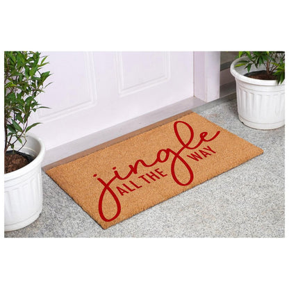 17" X 29" Brown And Red Christmas Outdoor Coir Door Mat HomeRoots