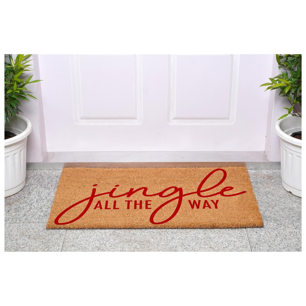 17" X 29" Brown And Red Christmas Outdoor Coir Door Mat HomeRoots