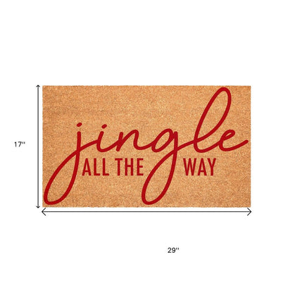 17" X 29" Brown And Red Christmas Outdoor Coir Door Mat HomeRoots