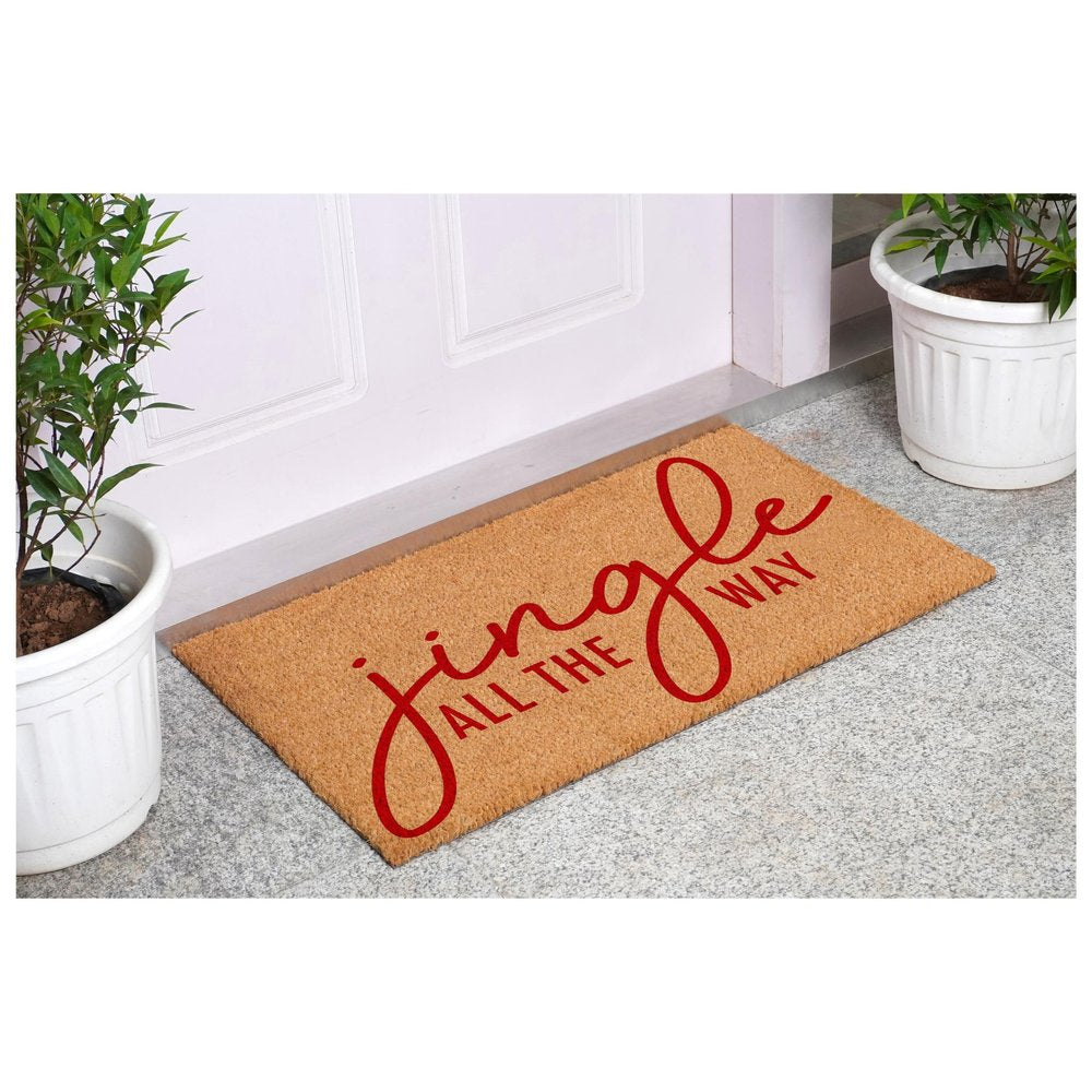 17" X 29" Brown And Red Christmas Outdoor Coir Door Mat HomeRoots