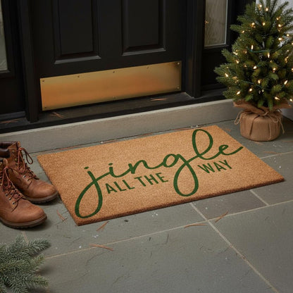 17" X 29" Brown And Green Christmas Outdoor Coir Door Mat HomeRoots