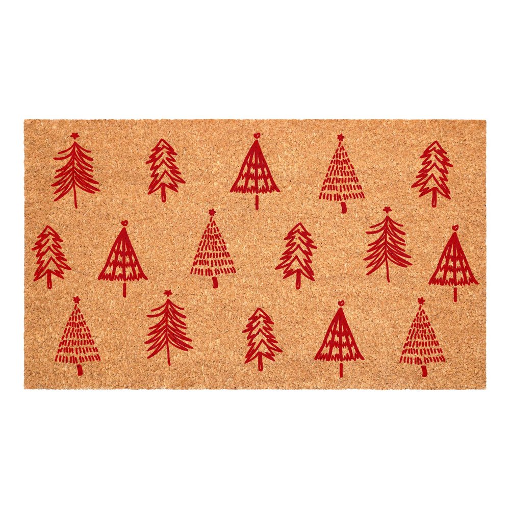 17" X 29" Brown And Red Christmas Trees Outdoor Coir Door Mat — view 8
