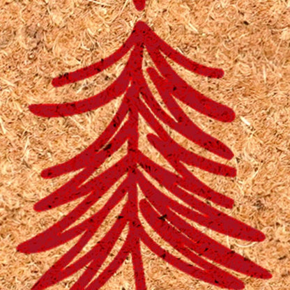 17" X 29" Brown And Red Christmas Trees Outdoor Coir Door Mat HomeRoots