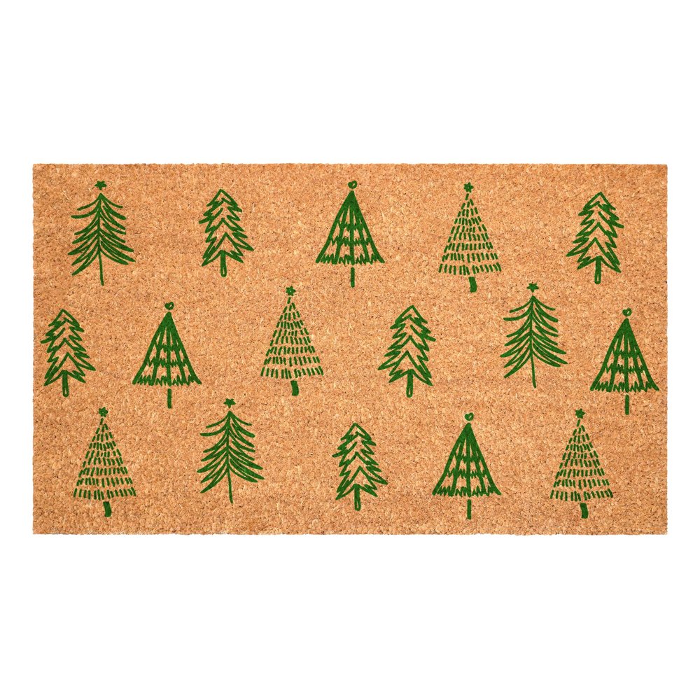 17" X 29" Brown And Green Christmas Trees Outdoor Coir Door Mat — view 3