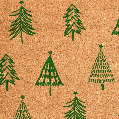 17" X 29" Brown And Green Christmas Trees Outdoor Coir Door Mat HomeRoots