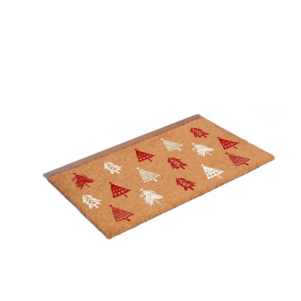 17" X 29" Brown Red And White Christmas Trees Outdoor Coir Door Mat — view 9