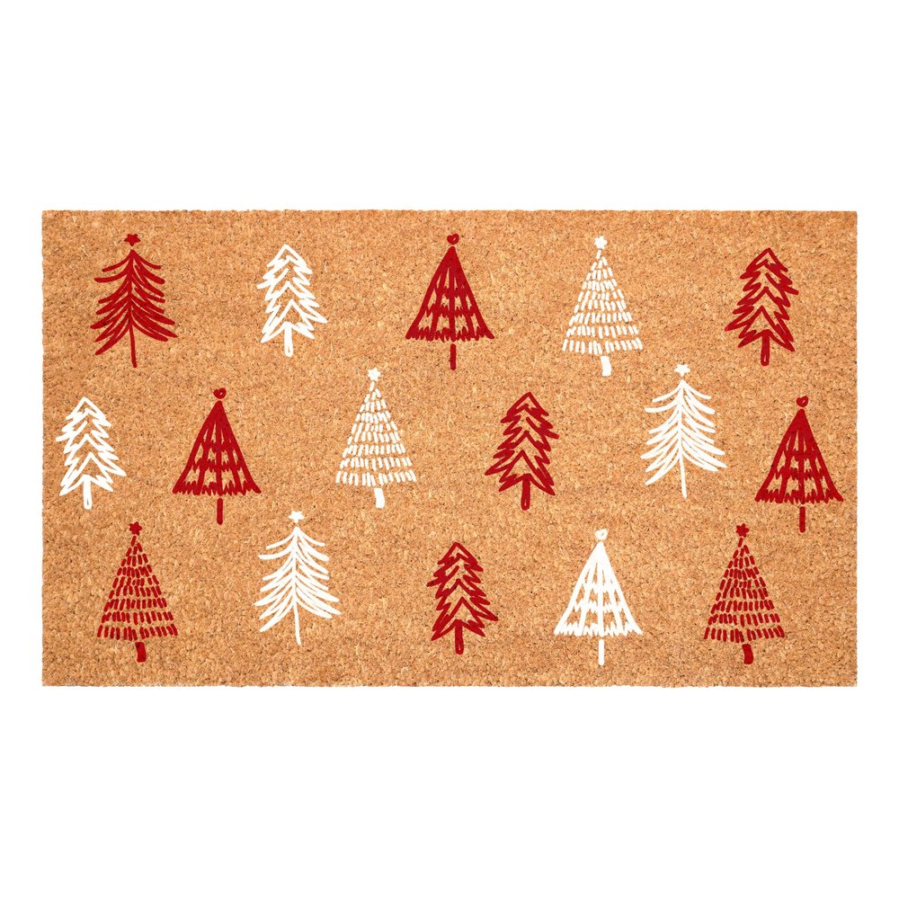 17" X 29" Brown Red And White Christmas Trees Outdoor Coir Door Mat — view 8
