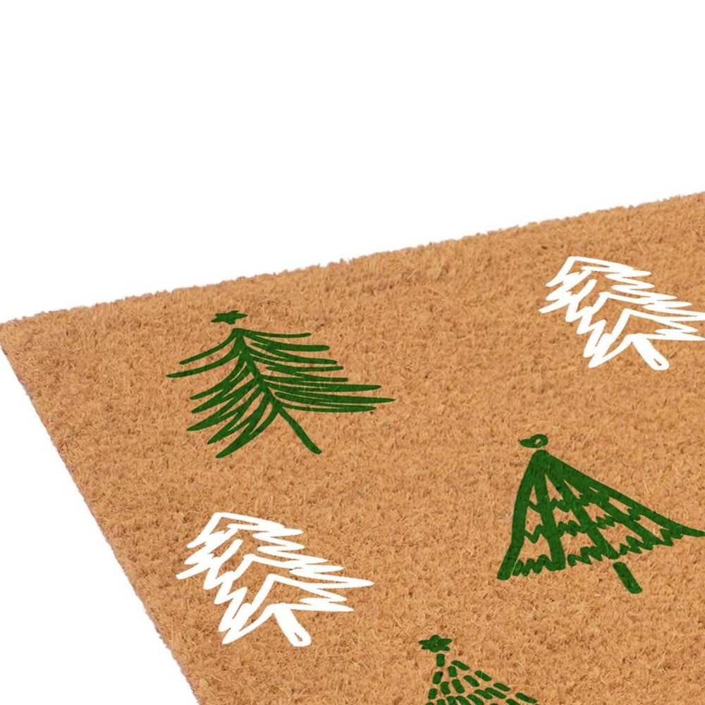 17" X 29" Brown Green And White Christmas Trees Outdoor Coir Door Mat — view 11