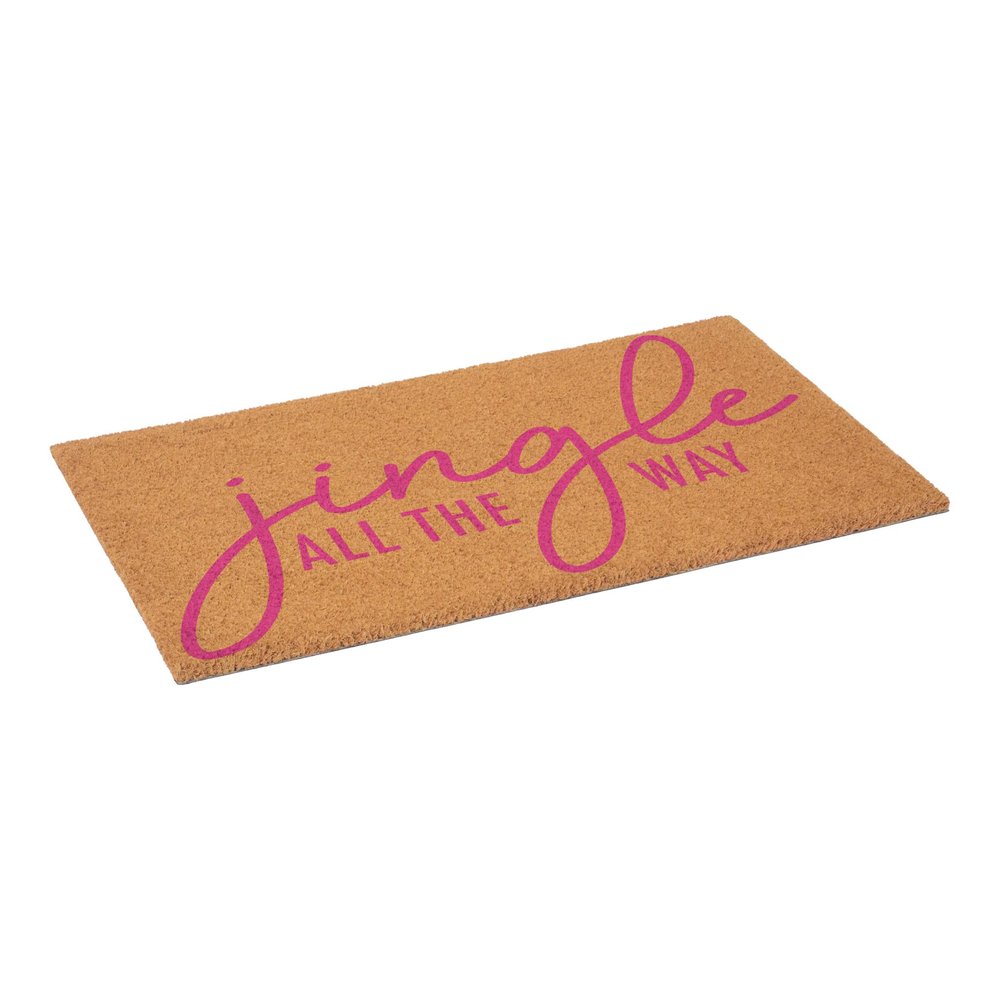 17" X 29" Brown And Pink Christmas Outdoor Coir Door Mat — view 2