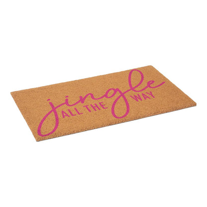 17" X 29" Brown And Pink Christmas Outdoor Coir Door Mat HomeRoots