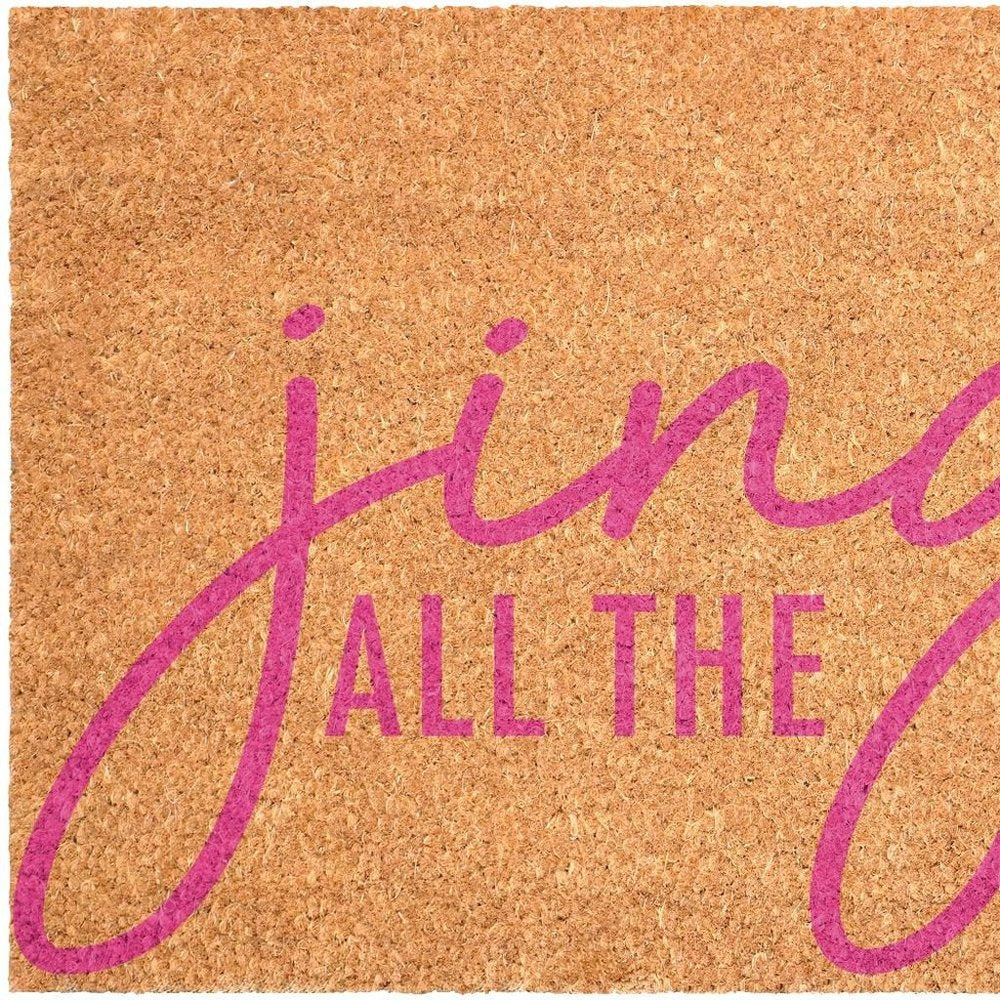 17" X 29" Brown And Pink Christmas Outdoor Coir Door Mat HomeRoots