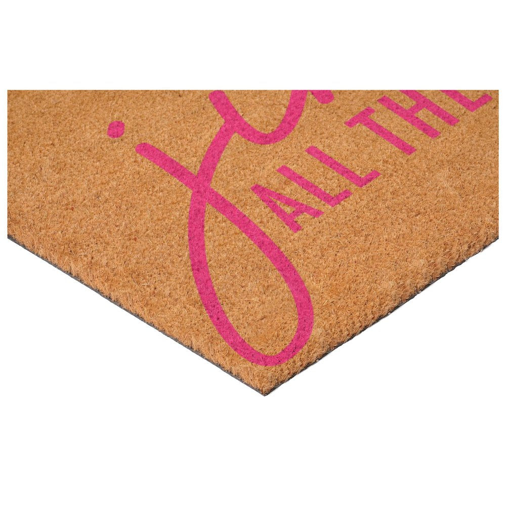 17" X 29" Brown And Pink Christmas Outdoor Coir Door Mat HomeRoots