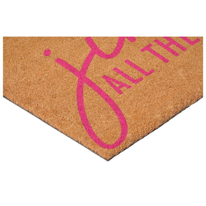 17" X 29" Brown And Pink Christmas Outdoor Coir Door Mat HomeRoots